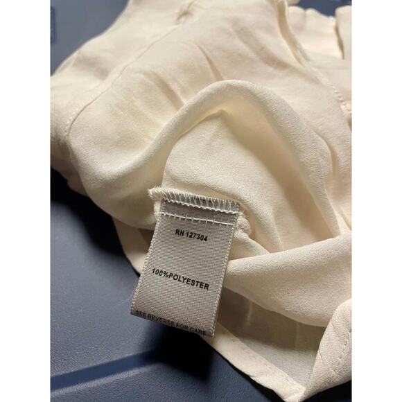 John Mark Tunic Top Womens Medium Cream Boho Tunic Keyhole Tie Neck Bell Sleeves - Picture 7 of 9